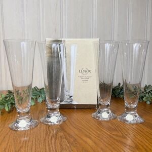 Lenox Tuscany Classics Crystal Pilsner Glasses Set 4 Austria 18.5oz NOS